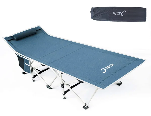 Nice C Folding Camping Cot - Sleeping Bed, Tent Cot, with Pillow, Carry Bag & Storage Bag, Extra Wide Sturdy, Heavy Duty Hold