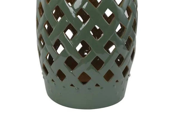 Outsunny 13x22 Ceramic Indoor Outdoor Lattice Garden Stool - Green