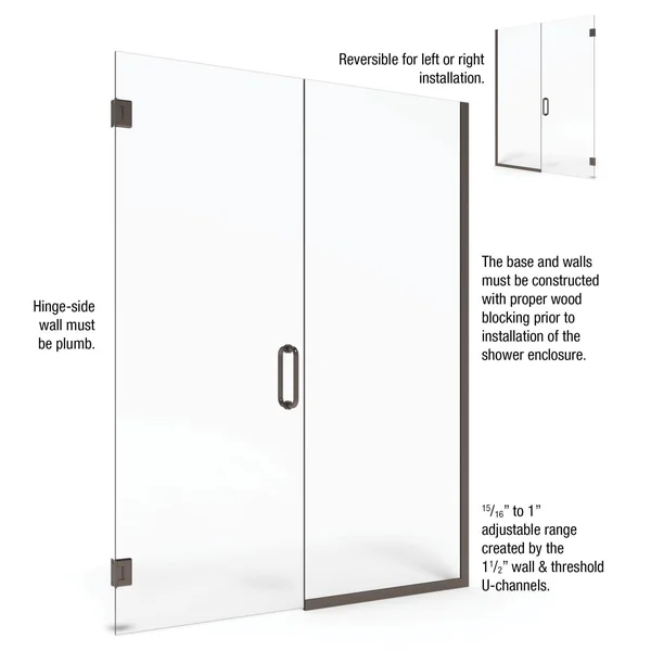 Basco CELA-935-59-76CL Celesta 76x22 High x 59x22 Wide Pivot Frameless Shower Door W Chrome