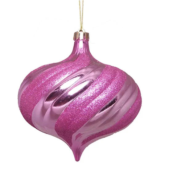 Dak 4ct Shiny Bubblegum Pink Swirl Shatterproof Onion Christmas Ornaments 5.75x22