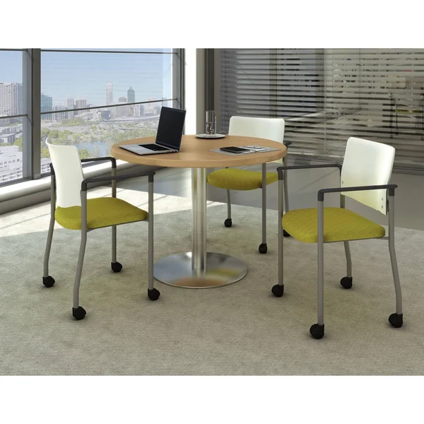 KFI Evolve Barstool with Silver Frame and A Chocolate Wood Back - Navy Fabric
