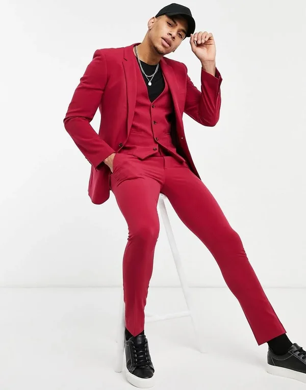 ASOS Design Wedding Super Skinny Suit Jacket in Red