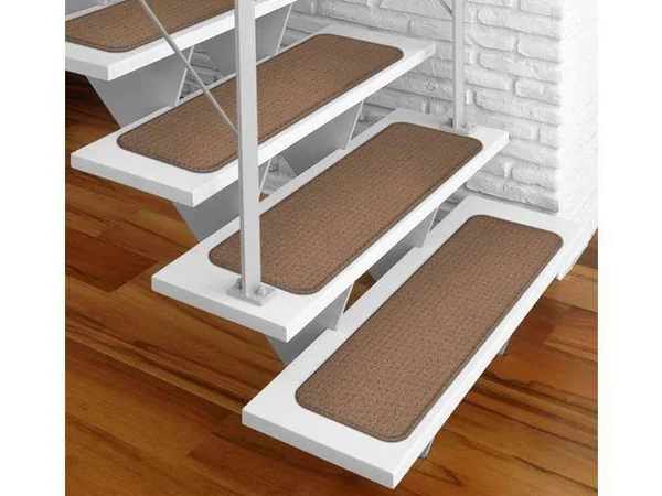 Set of 12 Adhesive Carpet Stair Treads - Toffee Brown - 8 in. x 30 in.