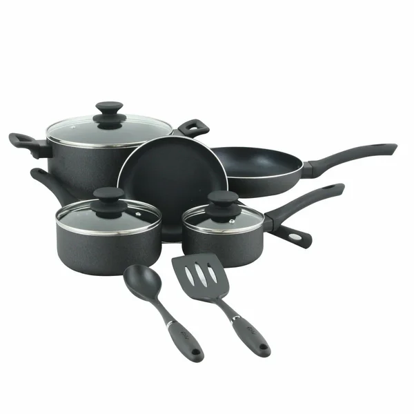 Oster Ashford 10 piece Aluminum Nonstick Cookware Set - Black