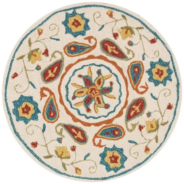 Alexander Home Valentina Hand-Hooked Floral Area Rug - Blue/Green 5& x 7&6x22