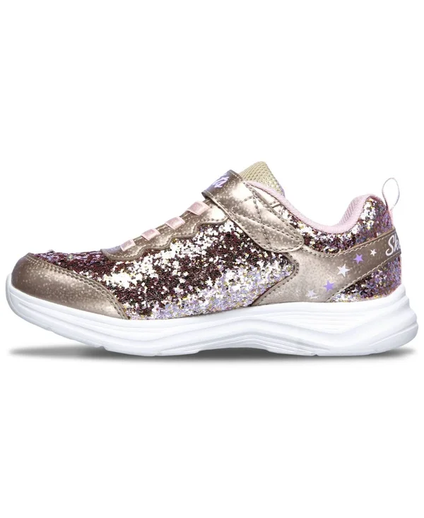 Skechers Girls& S Lights Glimmer Kicks Glitter N& Glow Sneaker, Gold/Pink