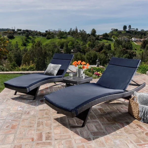 Rio Vista 3 Piece Chaise Lounge Set with Cushions - Green