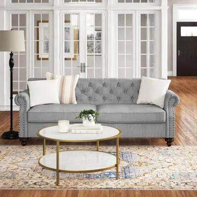 Cutlip 88.35x22 Rolled Arm Sofa Alcott Hill Fabric: Gray