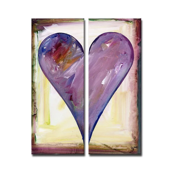 Ready2HangArt Zane Heartwork Lilly 2 Piece Painting Print on Canvas Set - 30x22 H x 24x22 W x 1.5x22 D