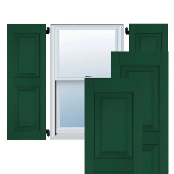 Ekena Millwork 18 in. x 71 in. Exterior Real Wood Pine Raised Panel Shutters Pair Chrome Green