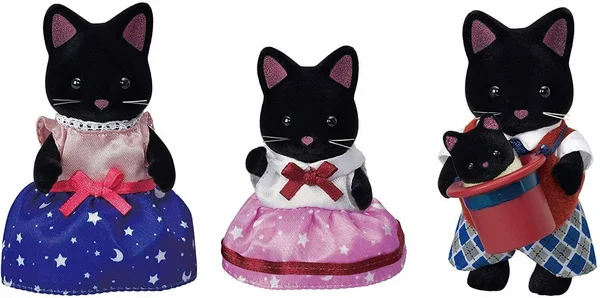 Epoch Sylvanian Families Starry Sky Cat Family Black FS-37 2020 Japan Calico Critters
