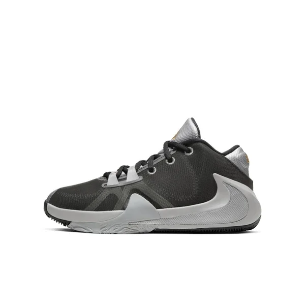 Nike Freak 1 Smoke Grey Grade School Kids& Basketball Shoes, Silver/Gold, Size: 4.5
