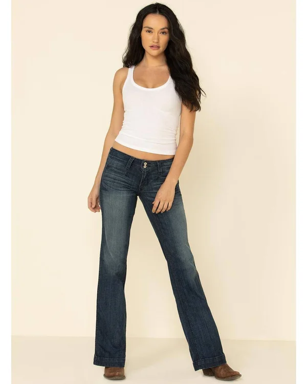 Ariat Women's Trouser Mid Rise Stretch Outseam Ella Wide Leg Jean