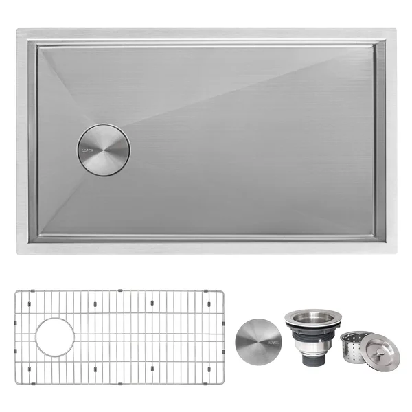 Ruvati 30-Inch Slope Bottom Offset Drain Undermount Kitchen Sink Single Bowl Stainless Steel - RVH7480