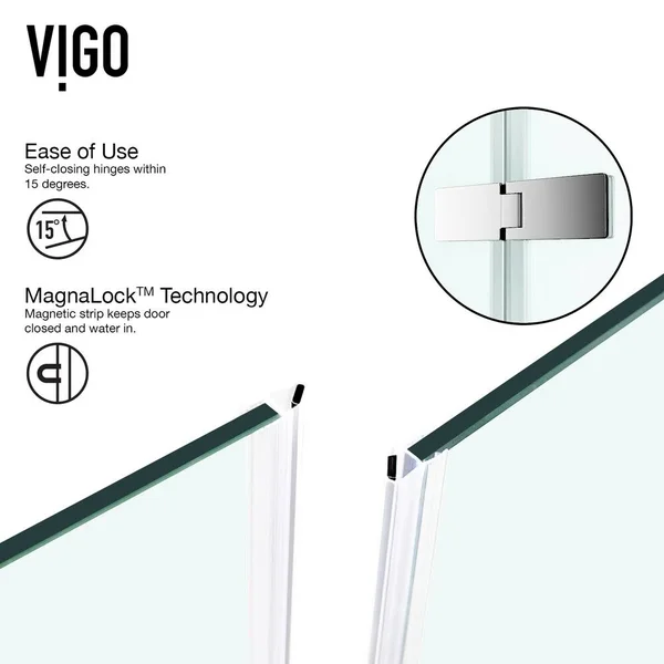 VIGO Monteray 32 x 40 Frameless .375-in. Clear Glass/Chrome Hardware Shower Enclosure