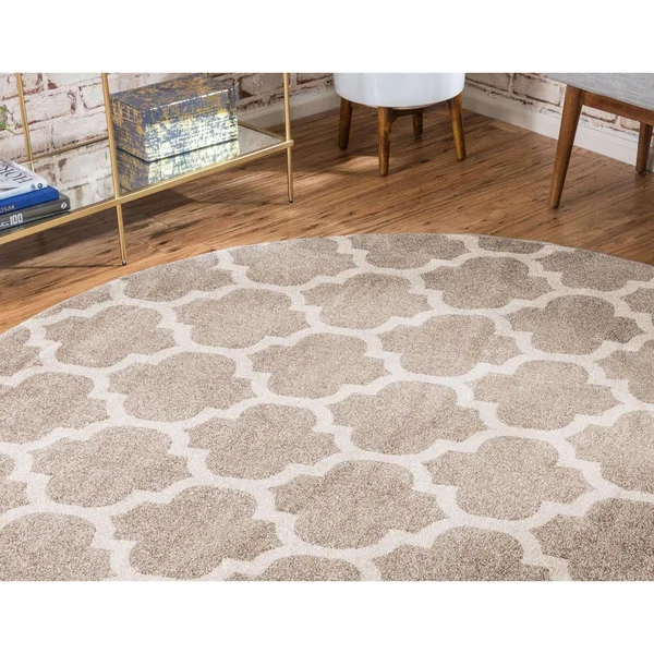 Unique Loom Philadelphia Trellis Area Rug Black 8& x 8& Round 8& Round Indoor Living Room, Bedroom, Dining Room