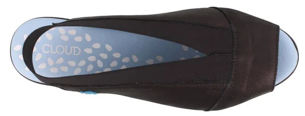 Cloud Caliber Black Leather Flat (Women)