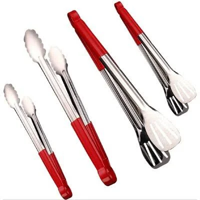 Cooking Kitchen Tongs, Stainless Steel Kitchen Tongs -9-Inch & 12-Inch(4Packs)With with Silicone Rubber Grips, Premium Metal