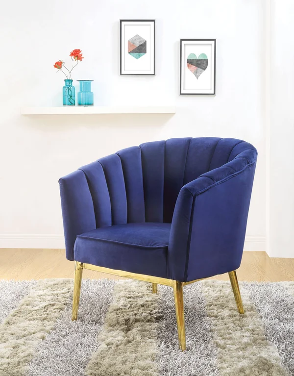 Acme Colla Accent Chair - Blue Velvet & Gold