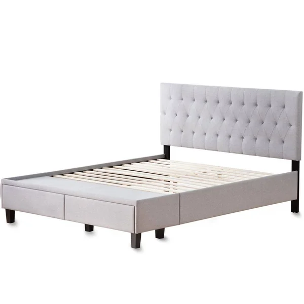 Brookside Anna Upholstered Stone Queen Bed with Drawers - Grey