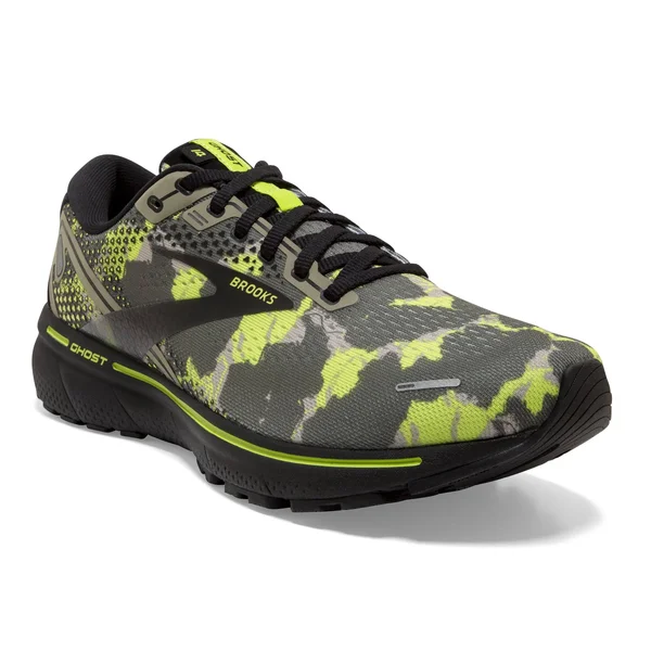 Brooks Ghost 14 Camo Limited Edition 9, Olive/Lime Punch/Black (Men's)