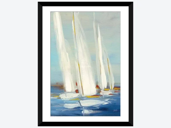 Framed Poster Prints - Summer Regatta II Red Yellow by Julia Purinton ( transportation > by Water > Boats > Sailboat