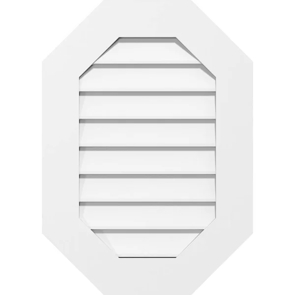 Ekena Millwork GVPOV20X3401SN 20x22W x 34x22H Vertical Elongated Octagon Surface Mount PVC Gable Vent: Non-Functional - w/ 3-1/2x
