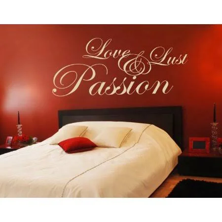 Love, Lust and Passion Wall Decal - Wall Sticker, Vinyl Wall Art, Home Decor, Wall Mural, Quotes and Sayings - 1724 - Dark Gray