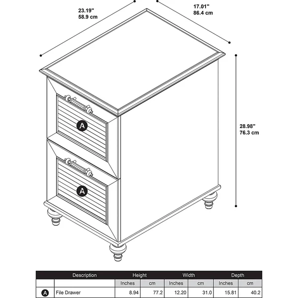 Kathy Ireland Volcano Dusk 2 Drawer File Cabinet in Driftwood Dreams