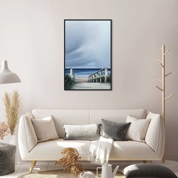 Oliver Gal 'Clouds on Vacation' Nautical and Coastal Wall Art Framed Canvas Print Coastal - White - Brown - 20 x 30 - Black