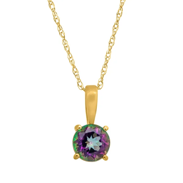 1/2 ct Natural Green Mystic Topaz Pendant Necklace in 10kt Yellow Gold, 41cm