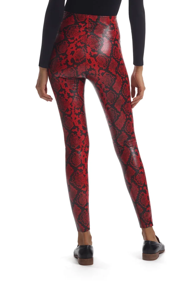 Commando Faux Leather Animal Legging - Red - Casual Pants