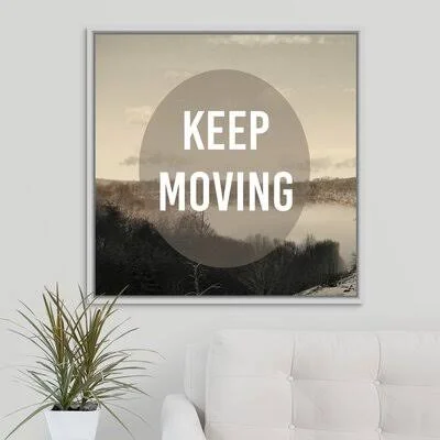 &Foggy Mountain Motivation II& Textual Art Print on Canvas Ebern Designs Size: 31.7x22 H x 31.7x22 W x 1.75x22 D, Format: White
