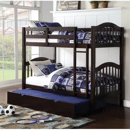 Harriet Bee Dwaine Panel Twin Over Twin Bunk Bed with Trundle - Size: Large, Brown