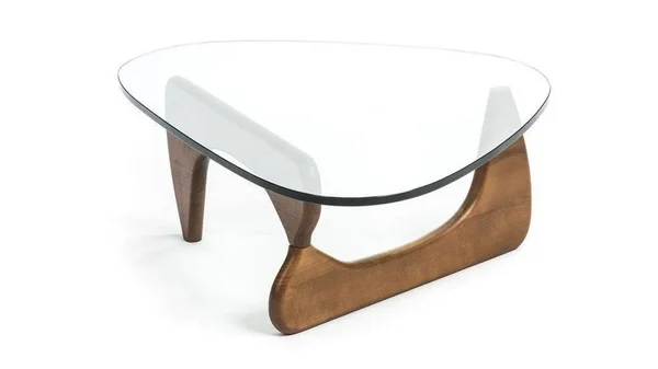 Triangle Coffee Glass Top Table - Walnut