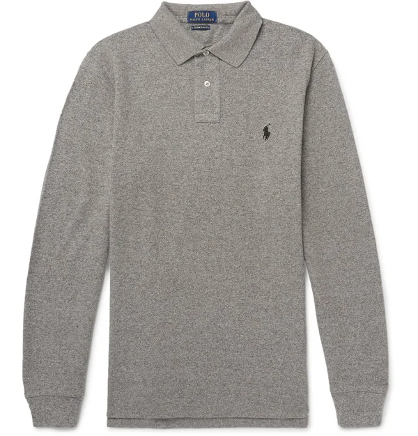 Polo Ralph Lauren Long Sleeved Polo Shirt, Grey, M