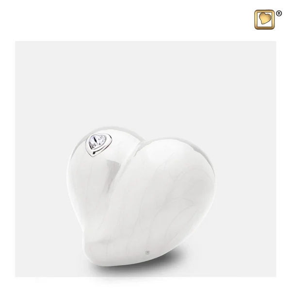 Loveheart Pearl White Keepsake Cremation Urn