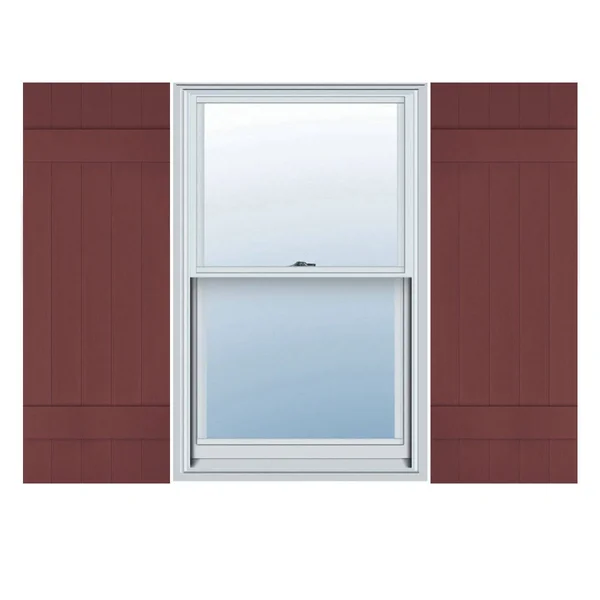 17 1/2 inchw x 49 inchh Lifetime Vinyl, Custom Five Board Joined (2 Batten), Board-n-Batten Shutters, w/Shutter-Loks (Per Pair)