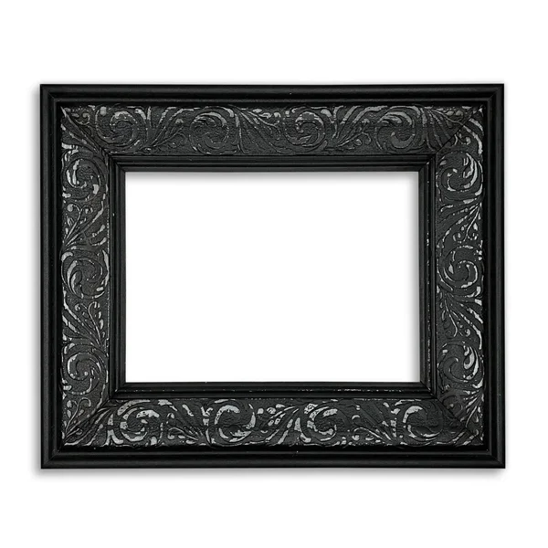 Modern Baroque Embossed Frame in Black Over Silver, 14x22 x 18x22