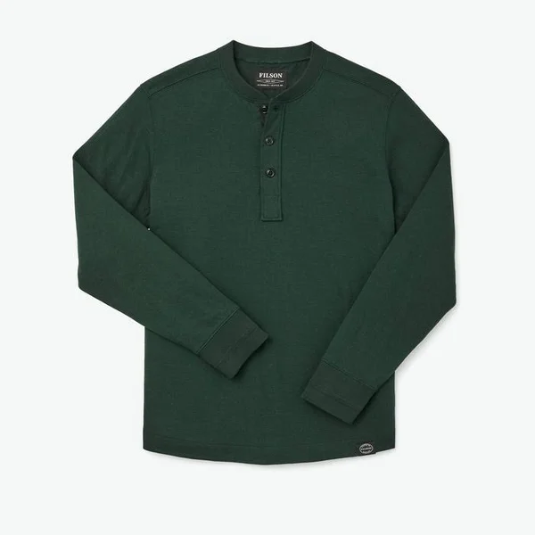 Filson Men's Double Layer Henley L/S Shirt, Fir Green, L