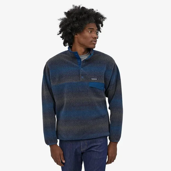 Patagonia Men's Synchilla Snap-T Pullover - Gem Stripe: New Navy, Xs