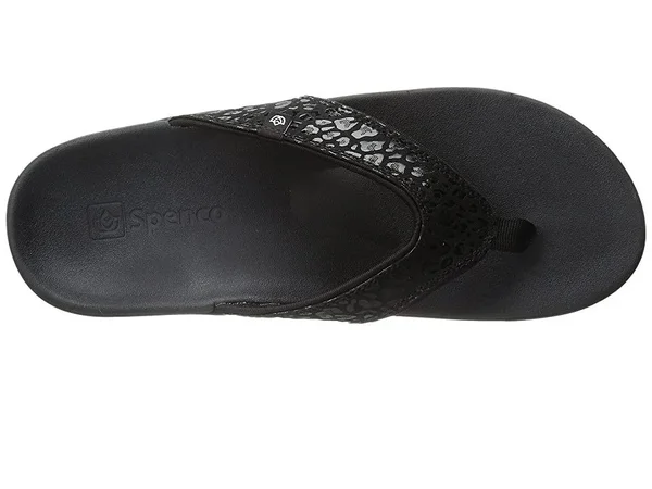 Spenco Cheetah Print Sandal Women's, Black, 9