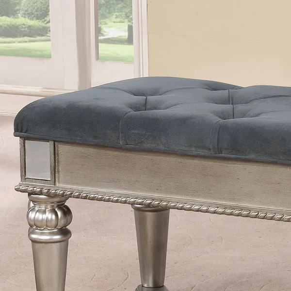 Furniture of America Zeln Traditional Fabric Tufted Accent Bench Black