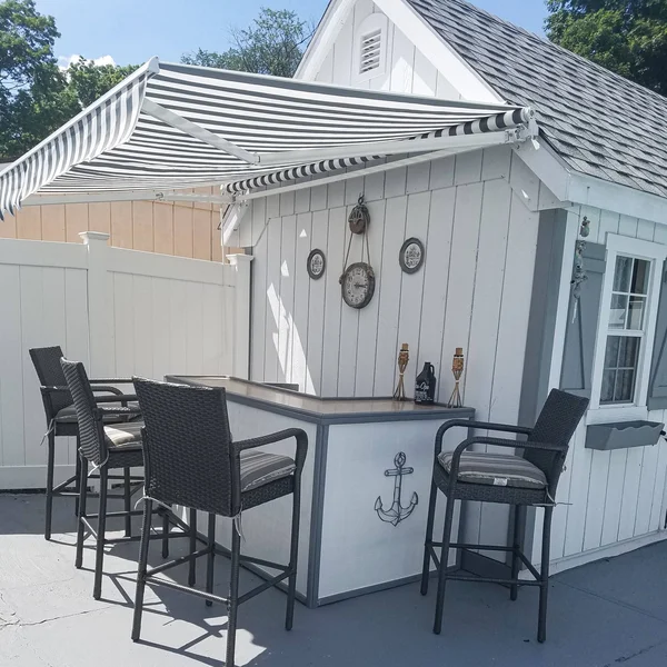 Aleko FAB8X6.5GREYWHT Retractable Awning Fabric Replacement 8 x 6.5 Feet Gray and White Striped