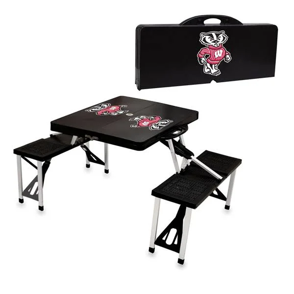 Picnic Time Picnic Table Black University of Wisconsin Badgers