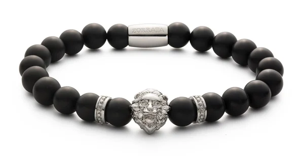 Men's Silver Matte Lion Bead Bracelet