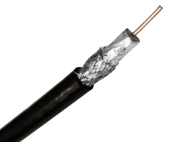RG6 Coaxial Cable, 18 AWG BC, 100% Al Foil + 60% Al Braid, CMR Black