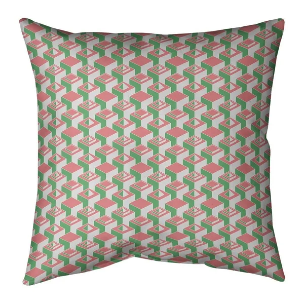 Two Color Light Skyscrapers Pattern Throw Pillow - 18 x 18 - Red & Blue - Synthetic Fiber