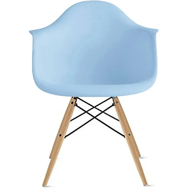 2xhome Mid Century Modern Dining Arm Chair with Natural Wood Legs, Blue