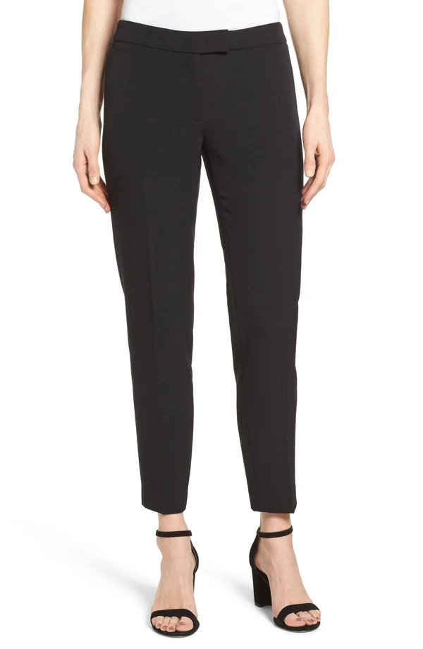 Anne Klein Crepe Bowie Slim-Fit Pants - Black 12